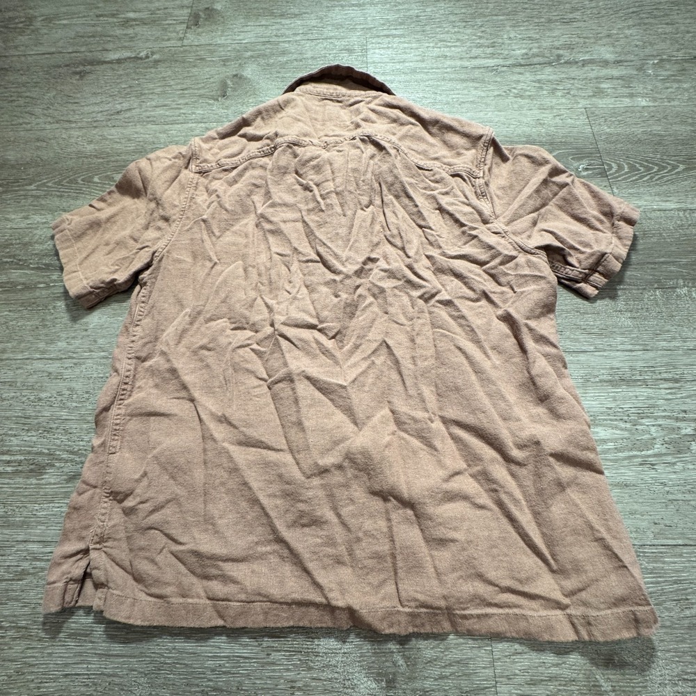 Abercrombie & Fitch Shirt Womens Small Brown Linen Blend Camp Summer Boho Casual - Picture 5 of 8